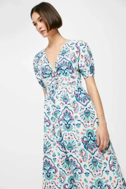 Vestido Midi Nudo Escote Lino Algodon