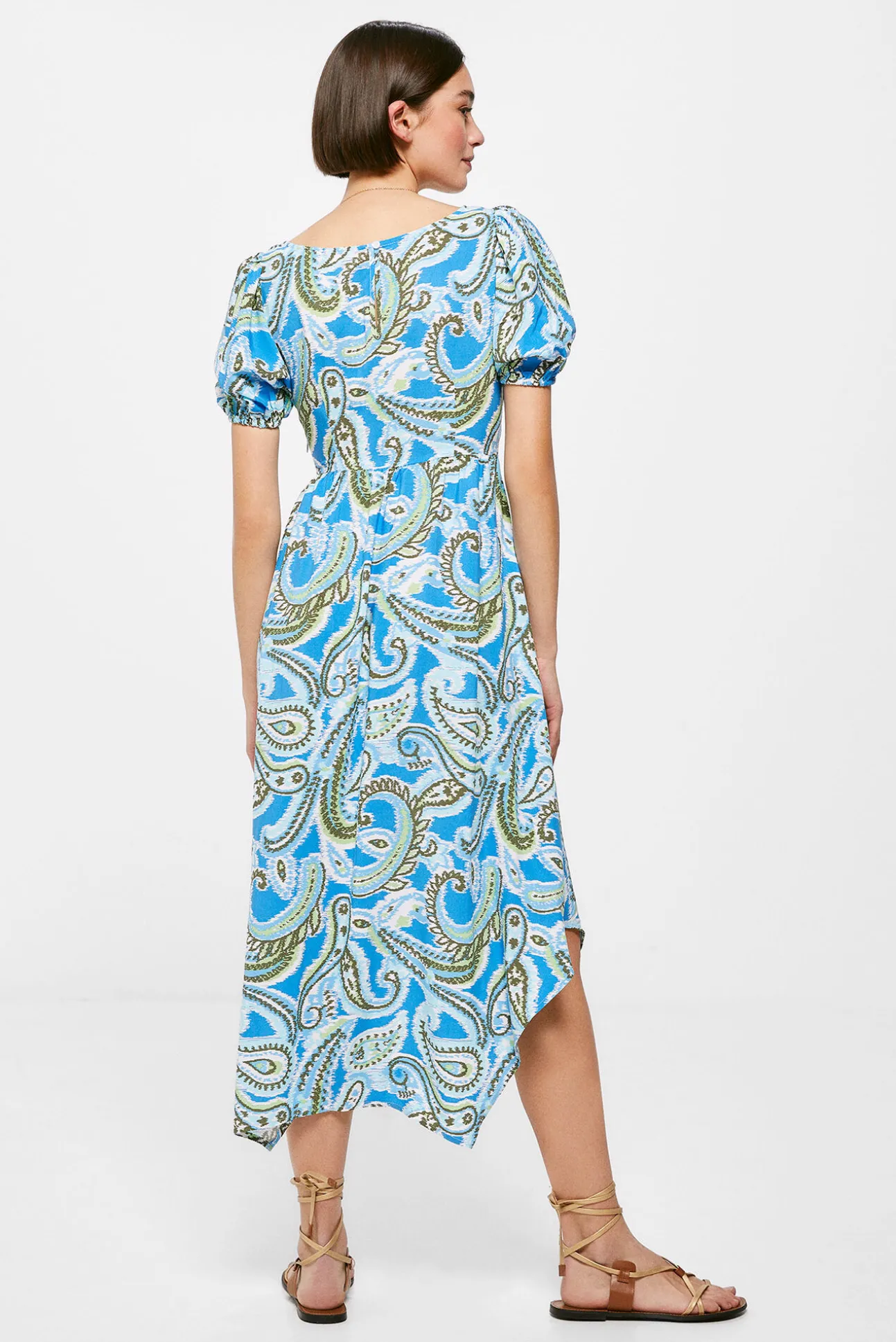 Vestido Midi Nudo Escote Picos
