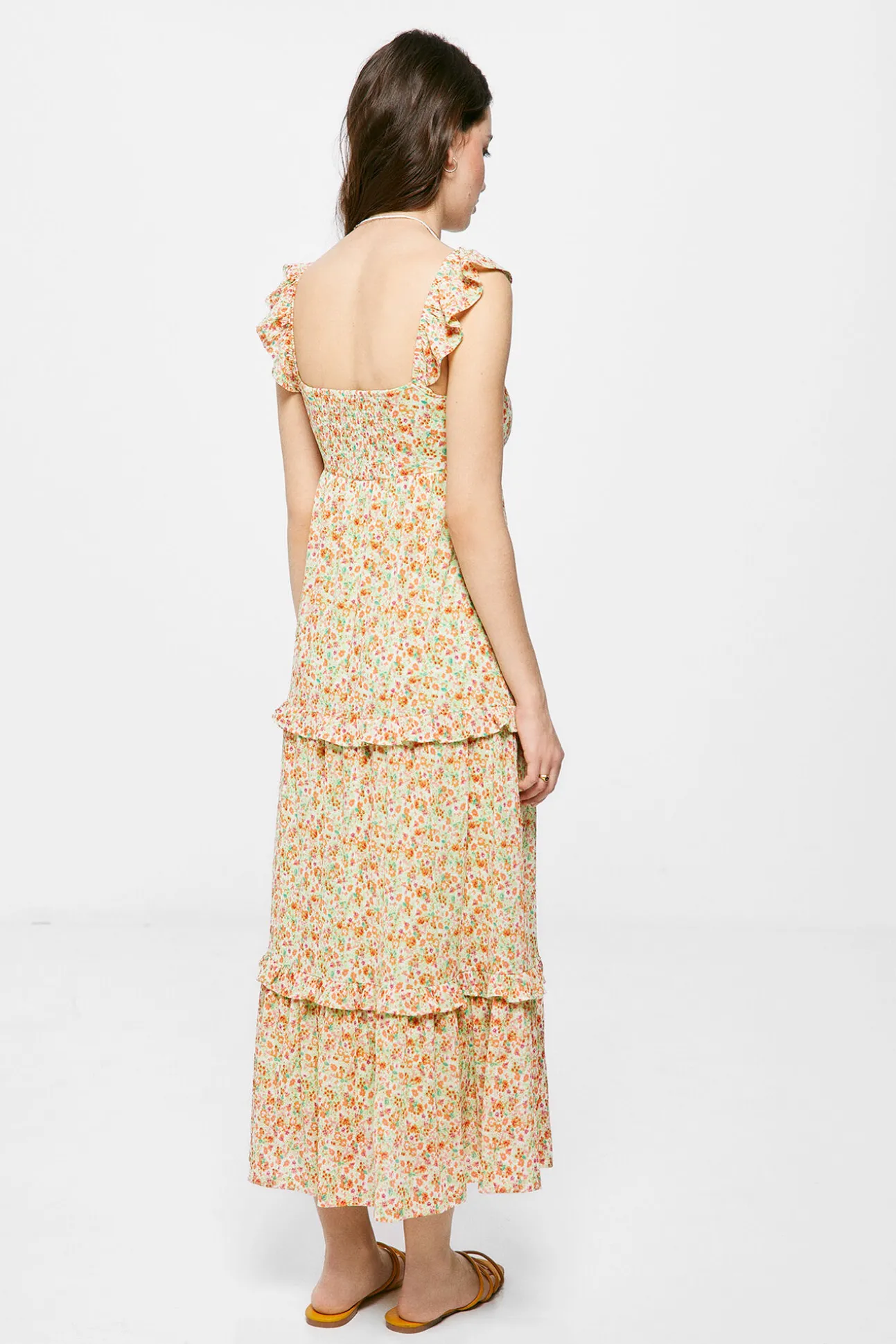 Vestido Midi Paneles Volantes