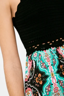 Vestido Midi Punto Combinado Halter