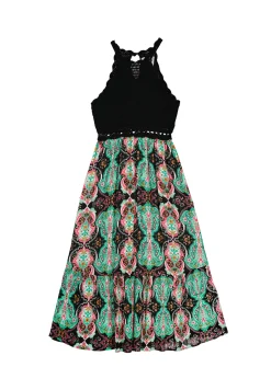 Vestido Midi Punto Combinado Halter