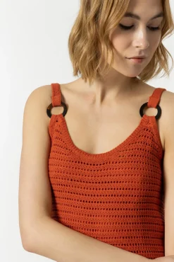 Vestido Midi Punto Con Aros
