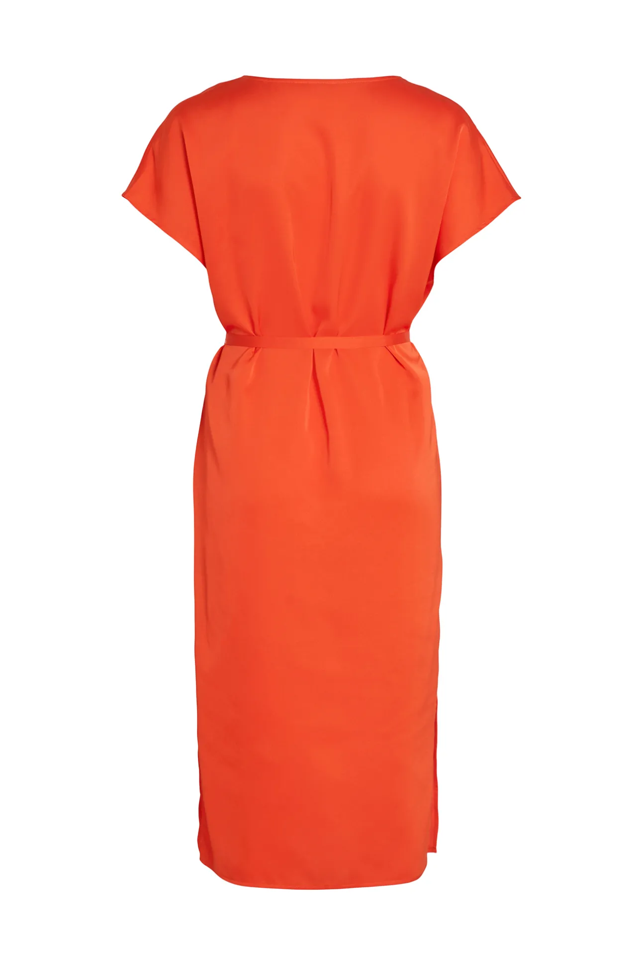 Vestido Midi Satinado De Manga Corta