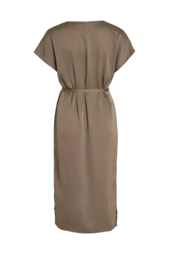 Vestido Midi Satinado De Manga Corta