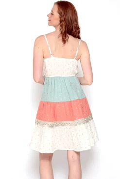 Vestido Midi Tricolor Estampado De Oro