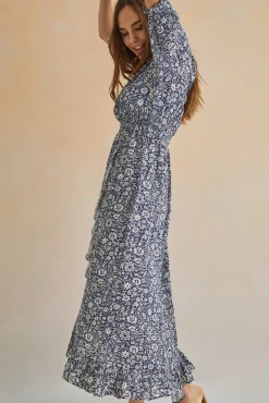 Vestido Midi Volantes Azul