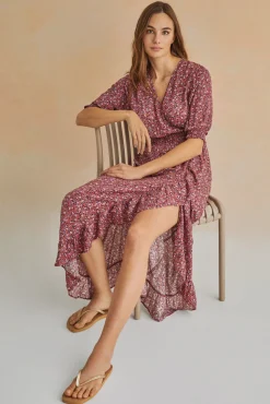 Vestido Midi Volantes Rosa