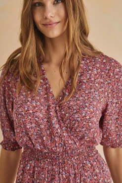 Vestido Midi Volantes Rosa