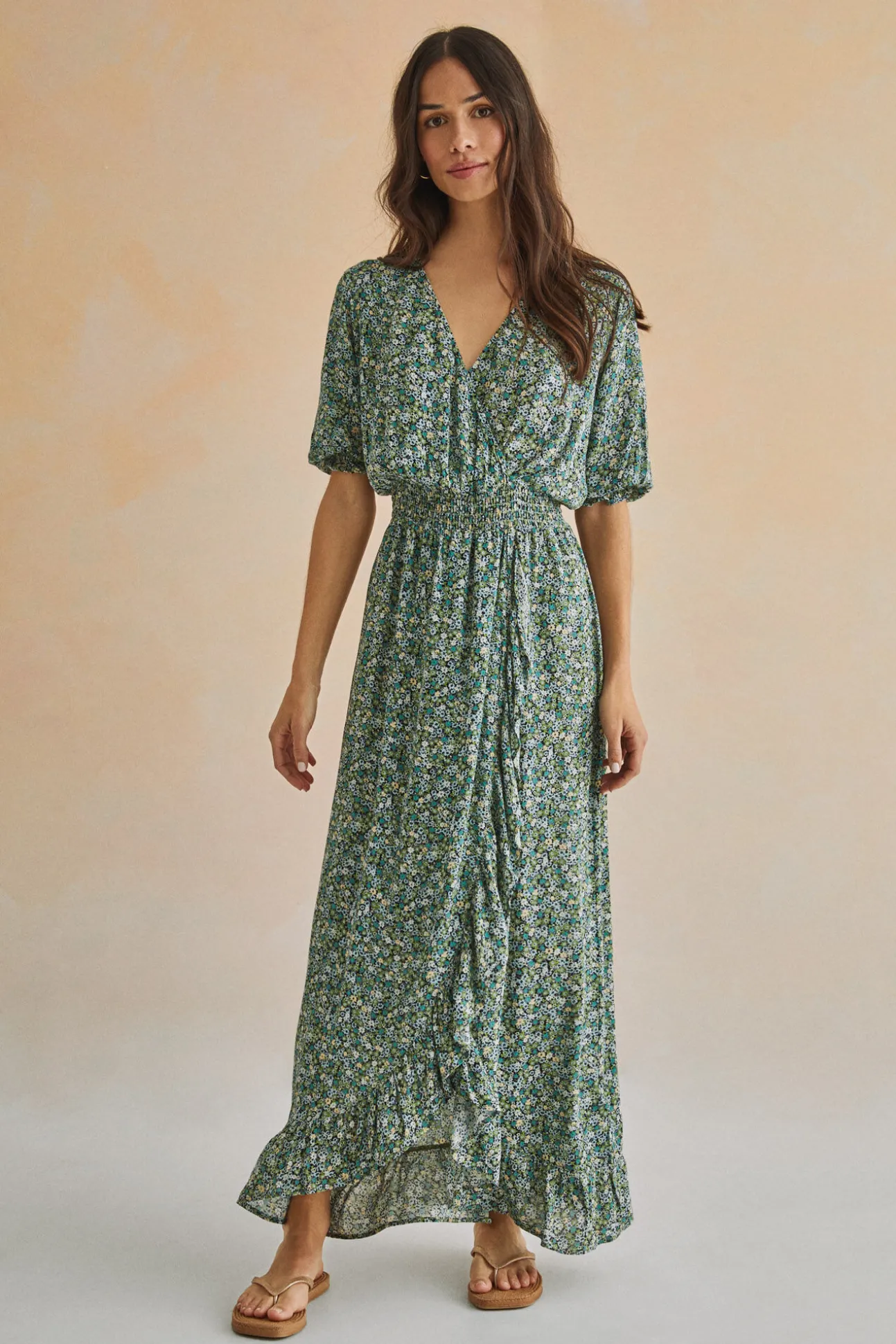 Vestido Midi Volantes Verde