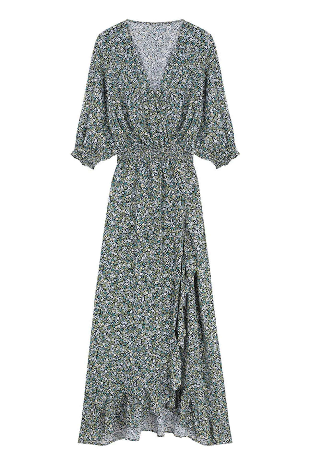 Vestido Midi Volantes Verde