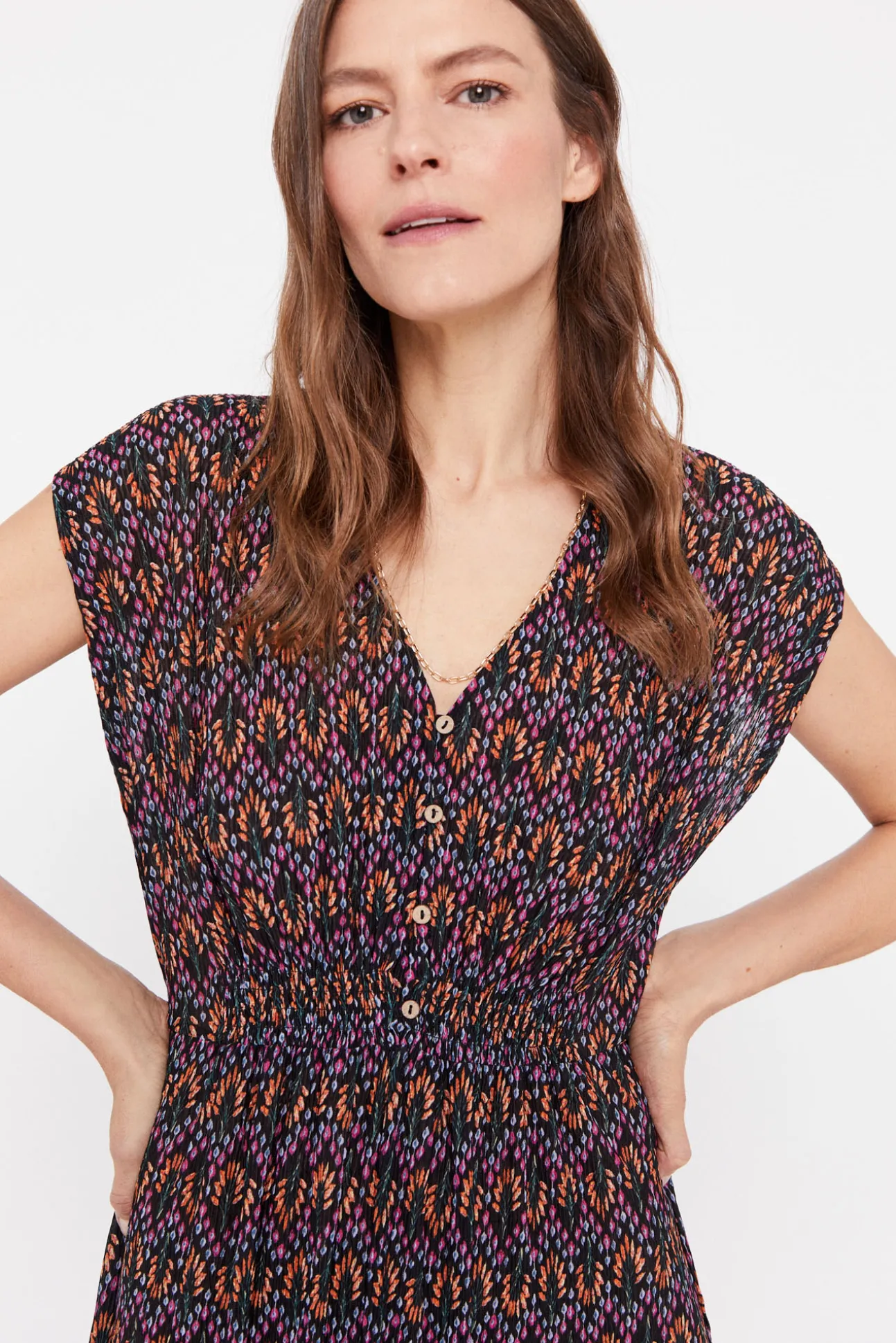 Vestido Plisado Estampado