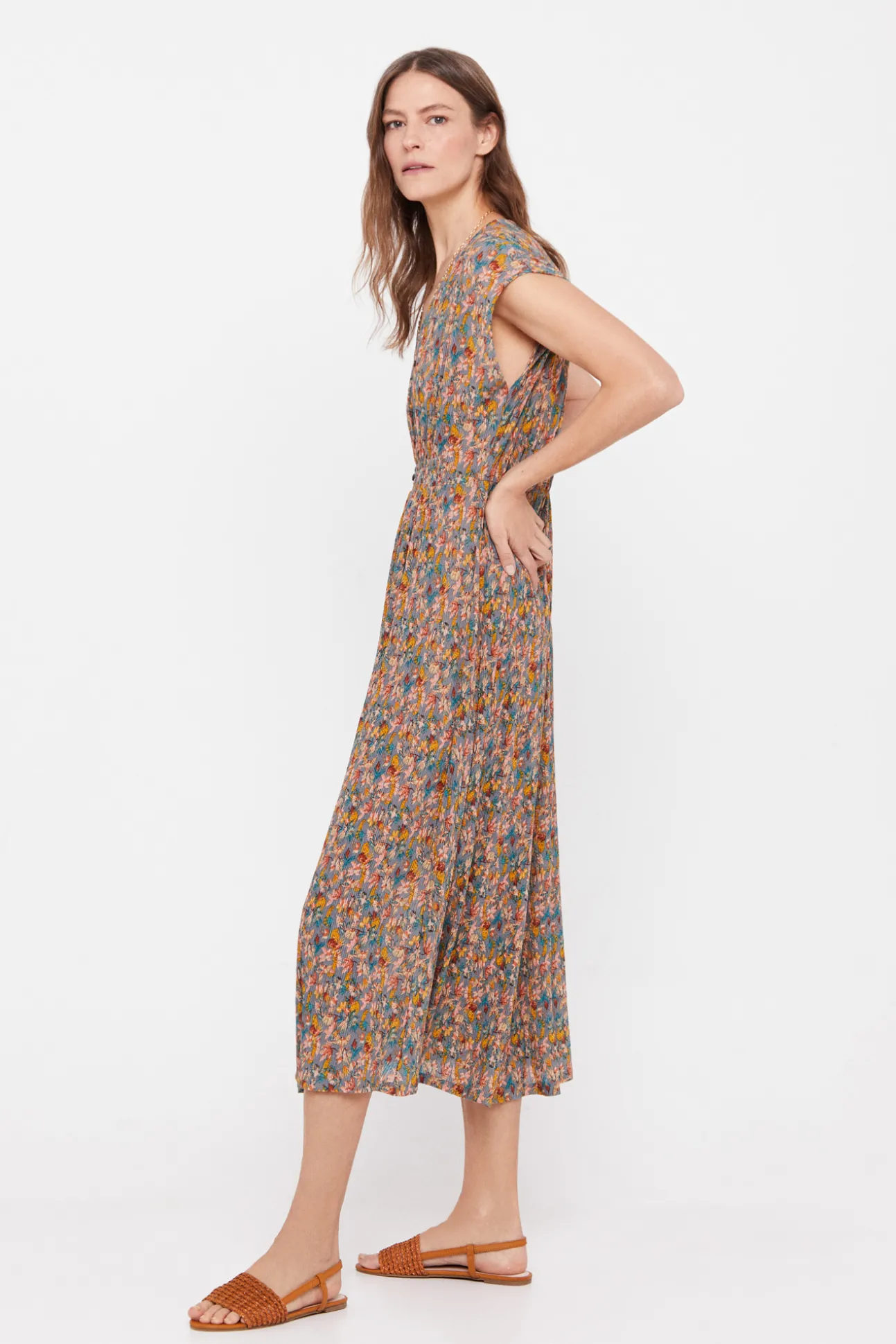 Vestido Plisado Estampado