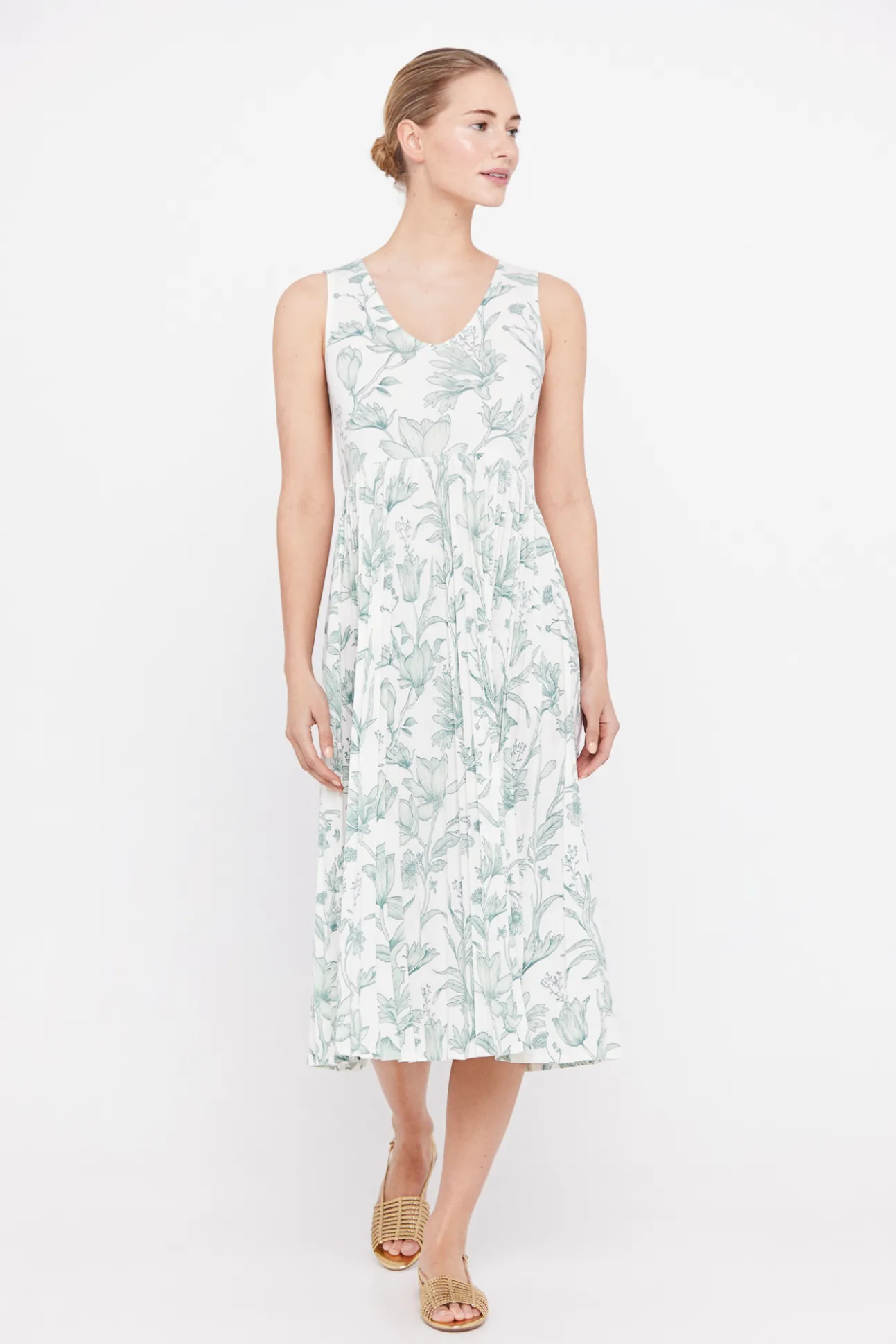 Vestido Punto Estampado Plisado