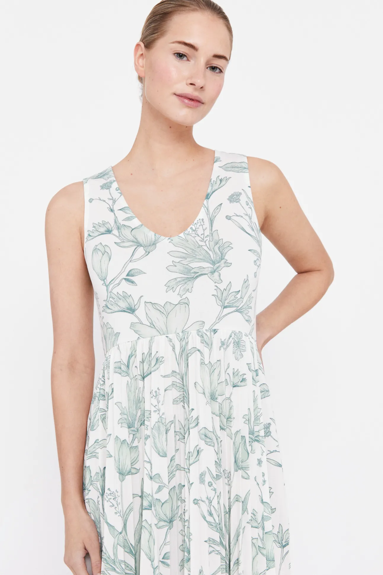 Vestido Punto Estampado Plisado