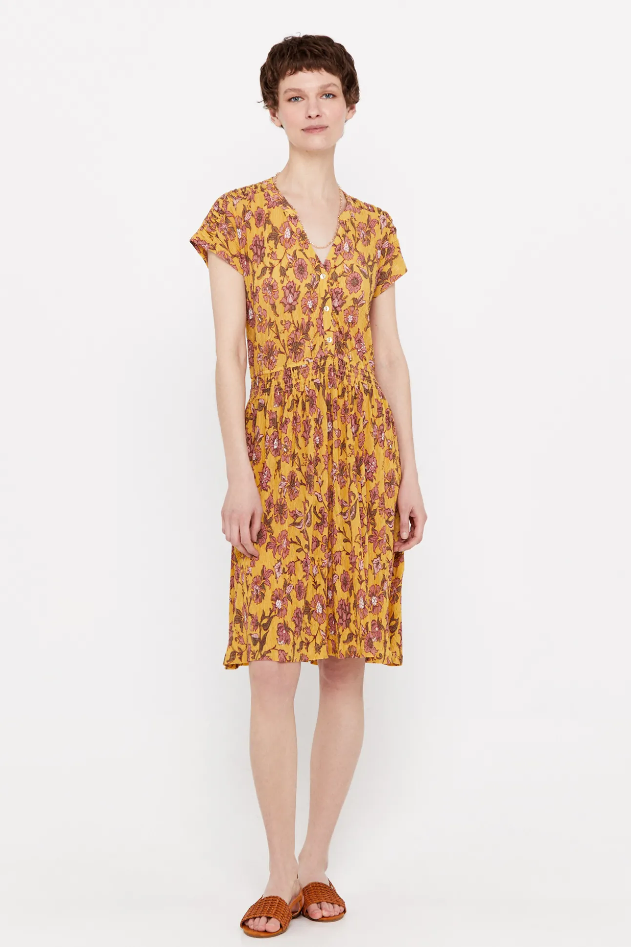 Vestido Punto Plisado Estampado