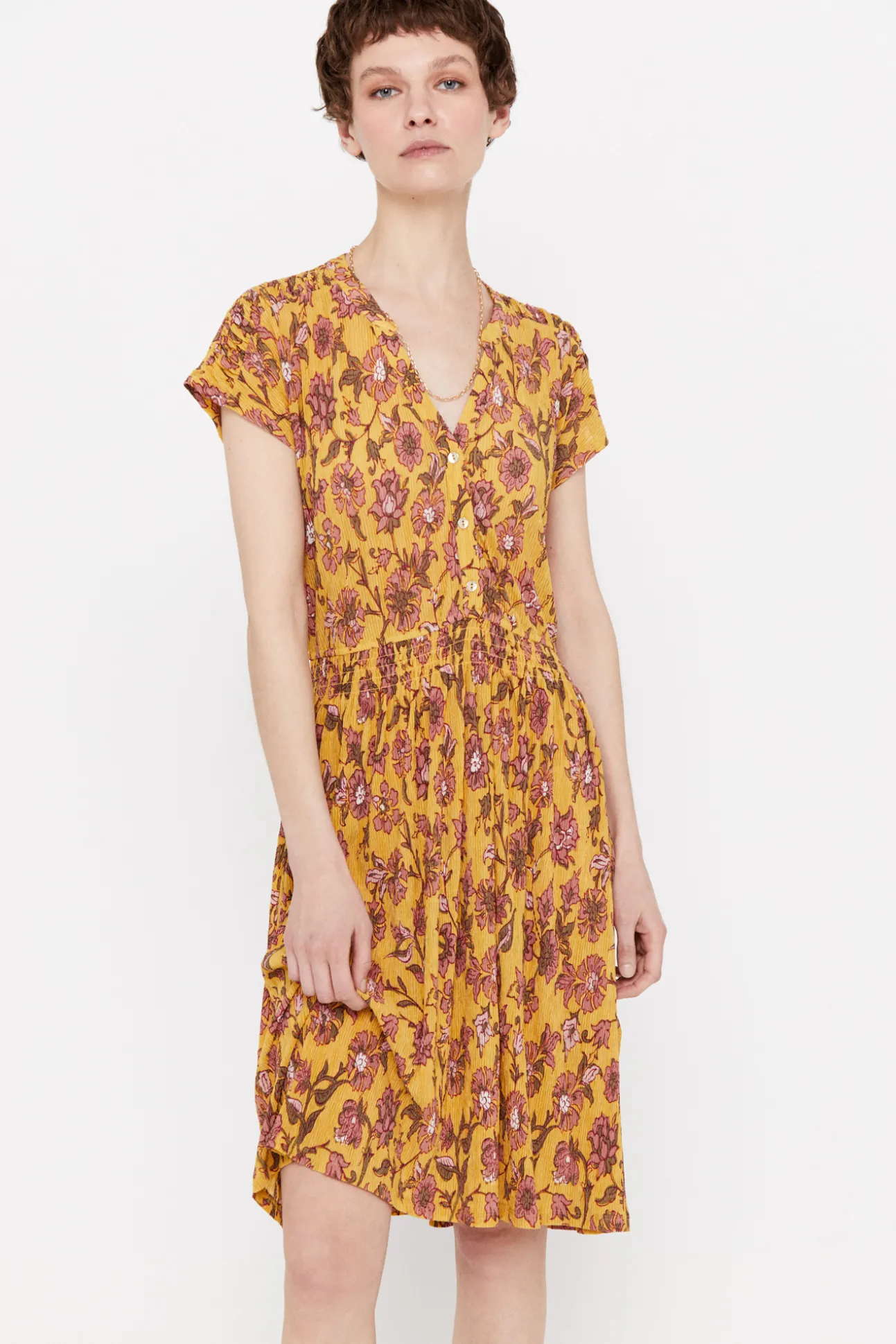 Vestido Punto Plisado Estampado