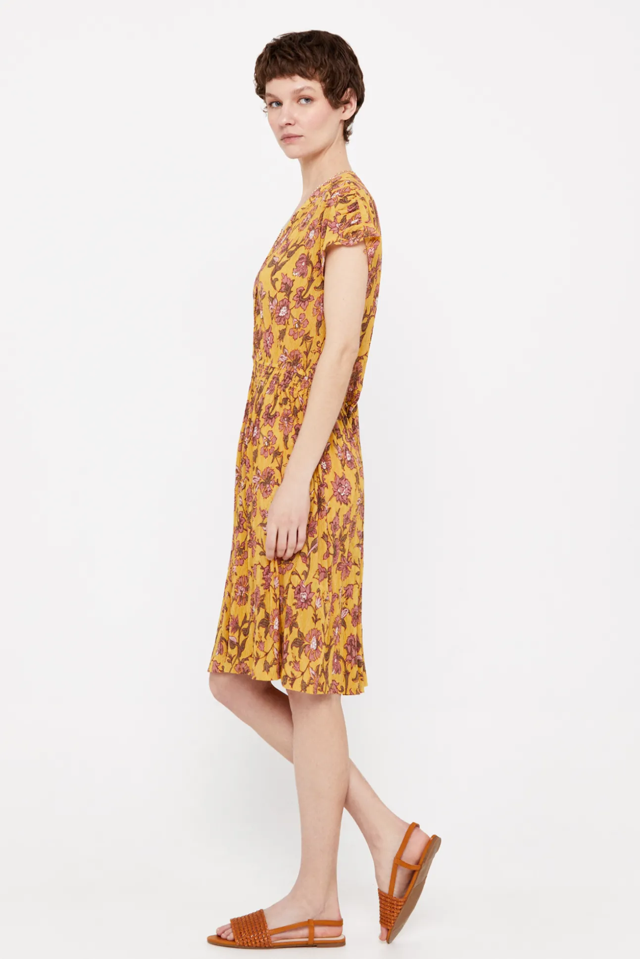 Vestido Punto Plisado Estampado