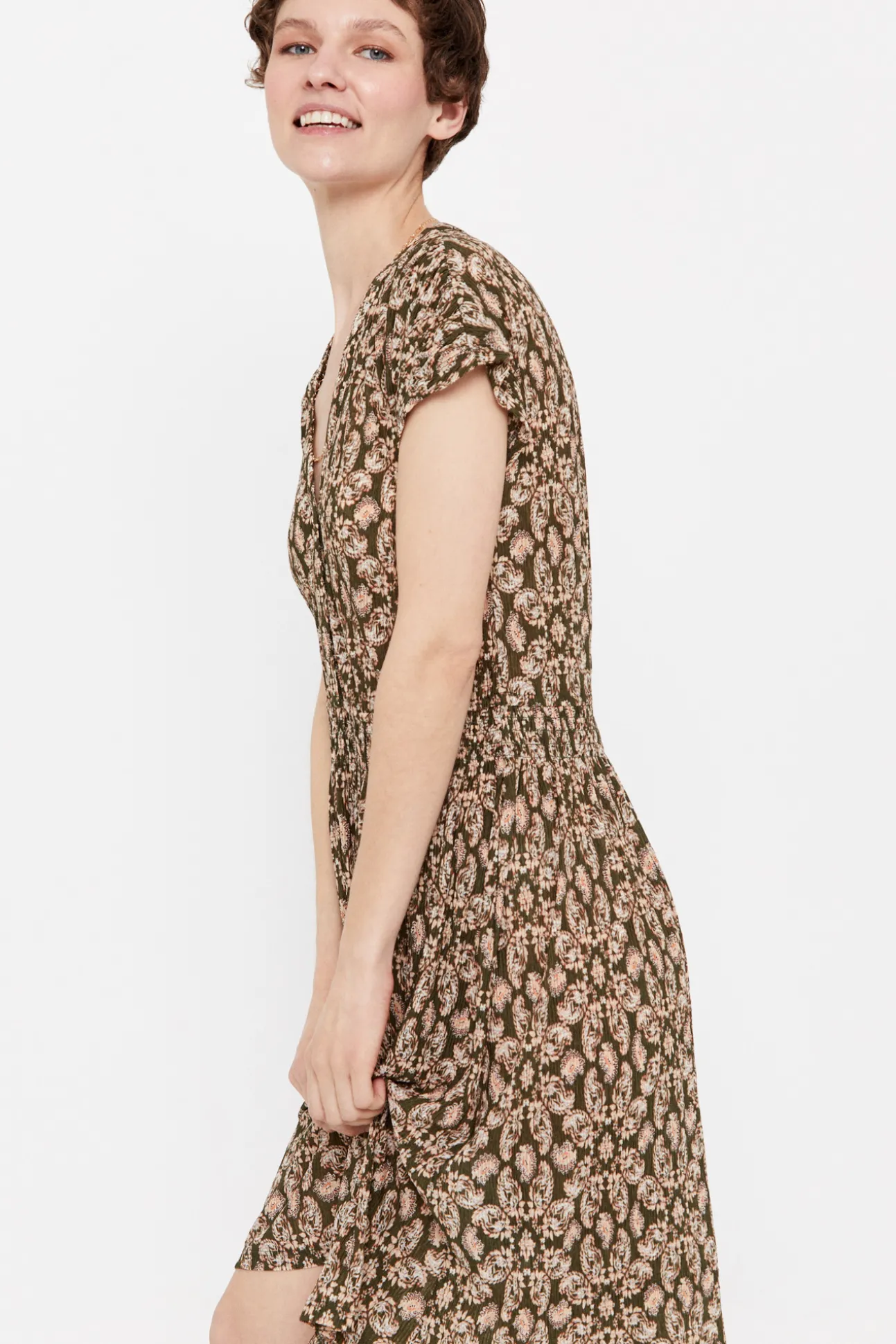 Vestido Punto Plisado Estampado
