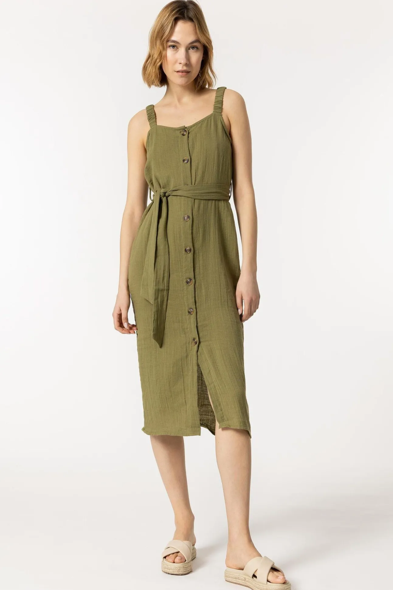 Vestido Rustico Con Cinturon