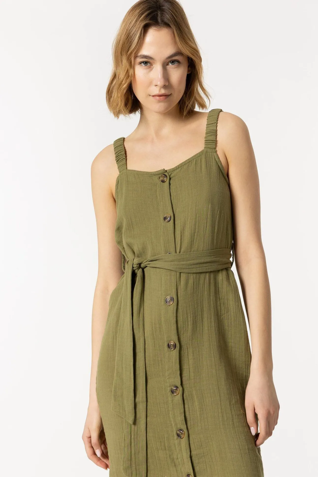 Vestido Rustico Con Cinturon