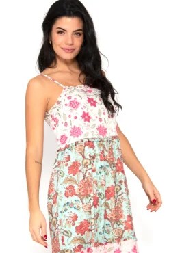 Vestido Tricolor De Tirantes Con Print